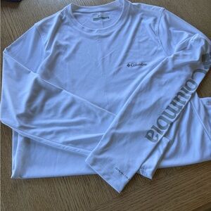 Columbia White Short-Sleeve Athletic Tee with Gray Logo